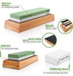 Sharp Pebble Premium Whetstone Kit Grit 3000/8000 W/Base & Flattening Stone