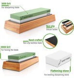 Sharp Pebble Premium Whetstone Kit Grit 3000/8000 W/Base & Flattening Stone