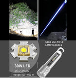 White Laser Wick LED Flashlight Hook + Magnet W/UV Light