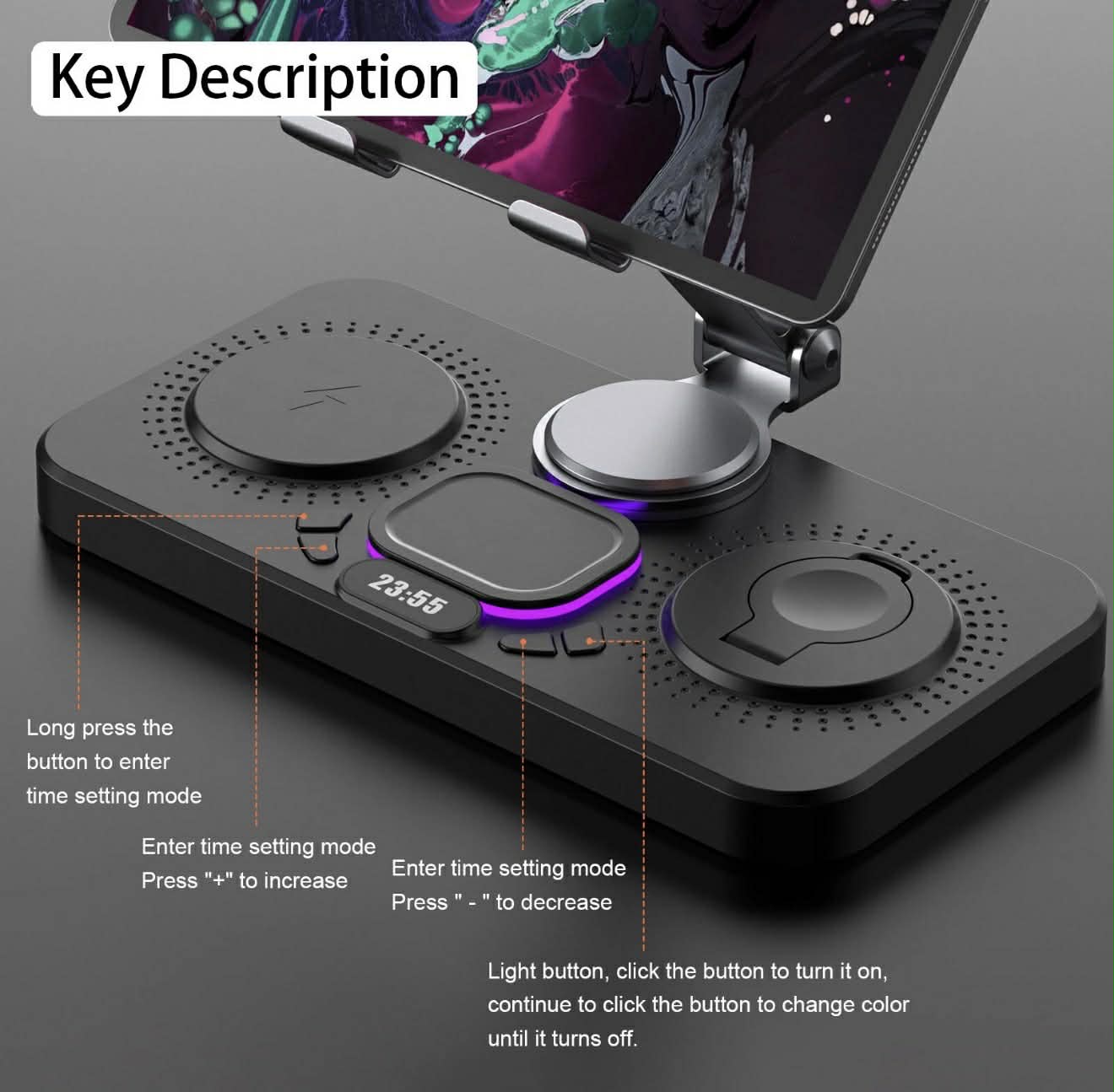 6-IN-1 Wireless Charger Dock Station W/Clock LED | Y21