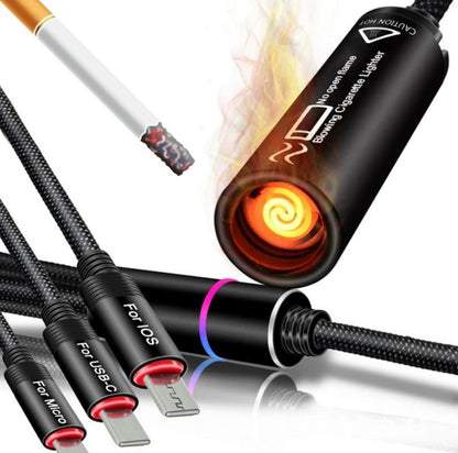 4 in 1 USB Blow Ignite Cigarette Lighter Charging Cable