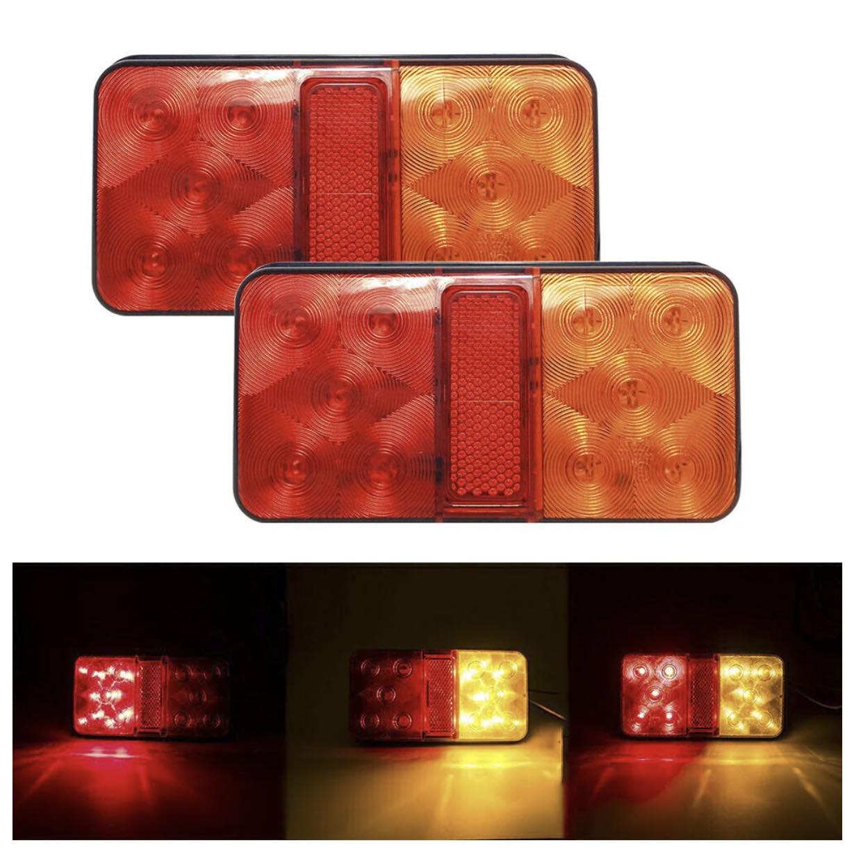 Pair 10LED Trailer Lights Tail Lamp Stop Indicator 12V&24V