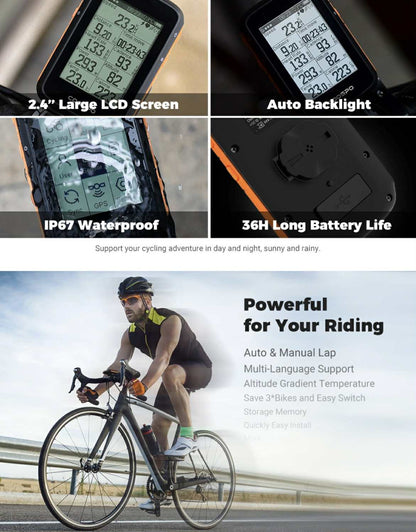 CooSpo GPS Cycling Computer Wireless Bike Speedometer | BC200