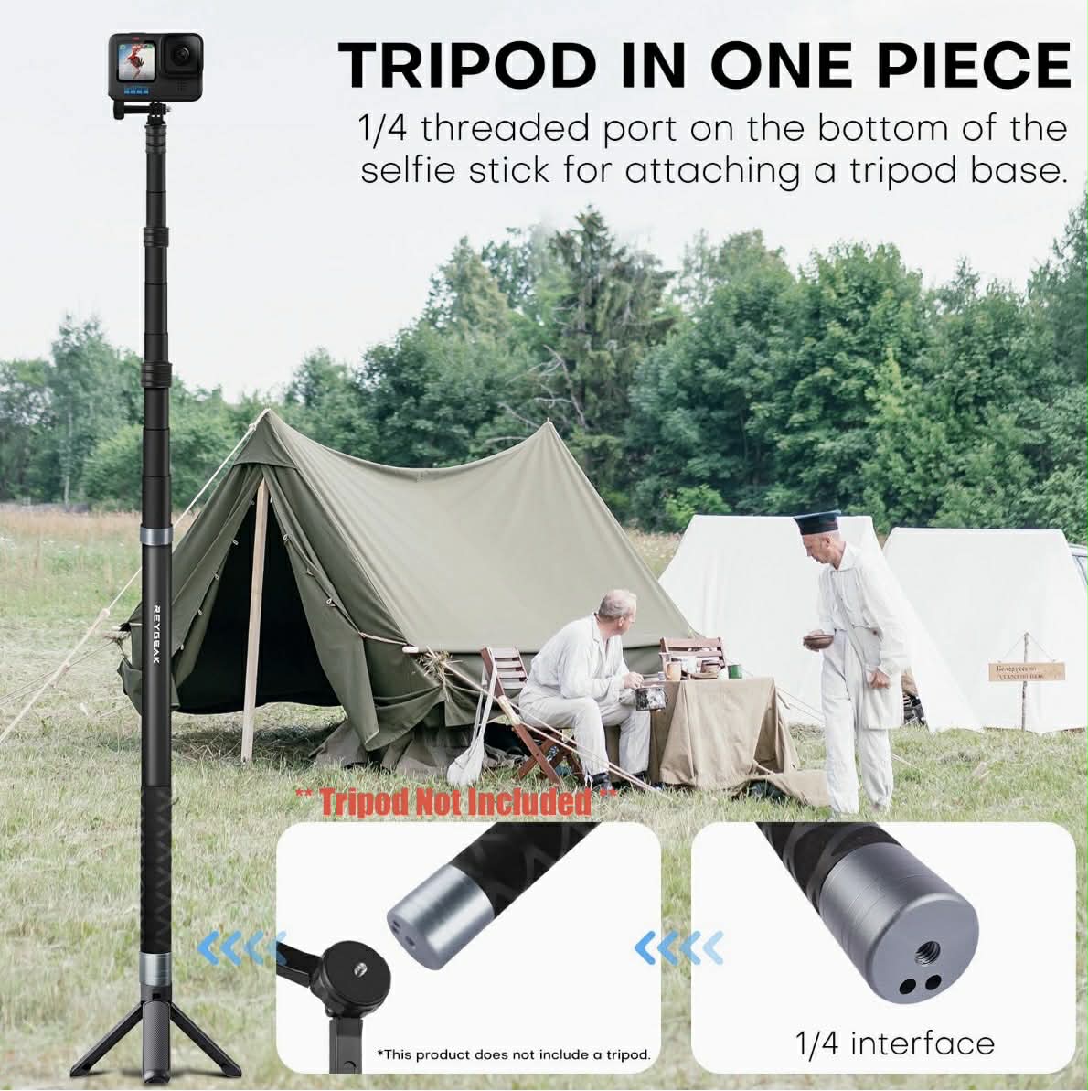 REYGEAK Carbon Fiber Selfie Stick Monopod | Action Cam