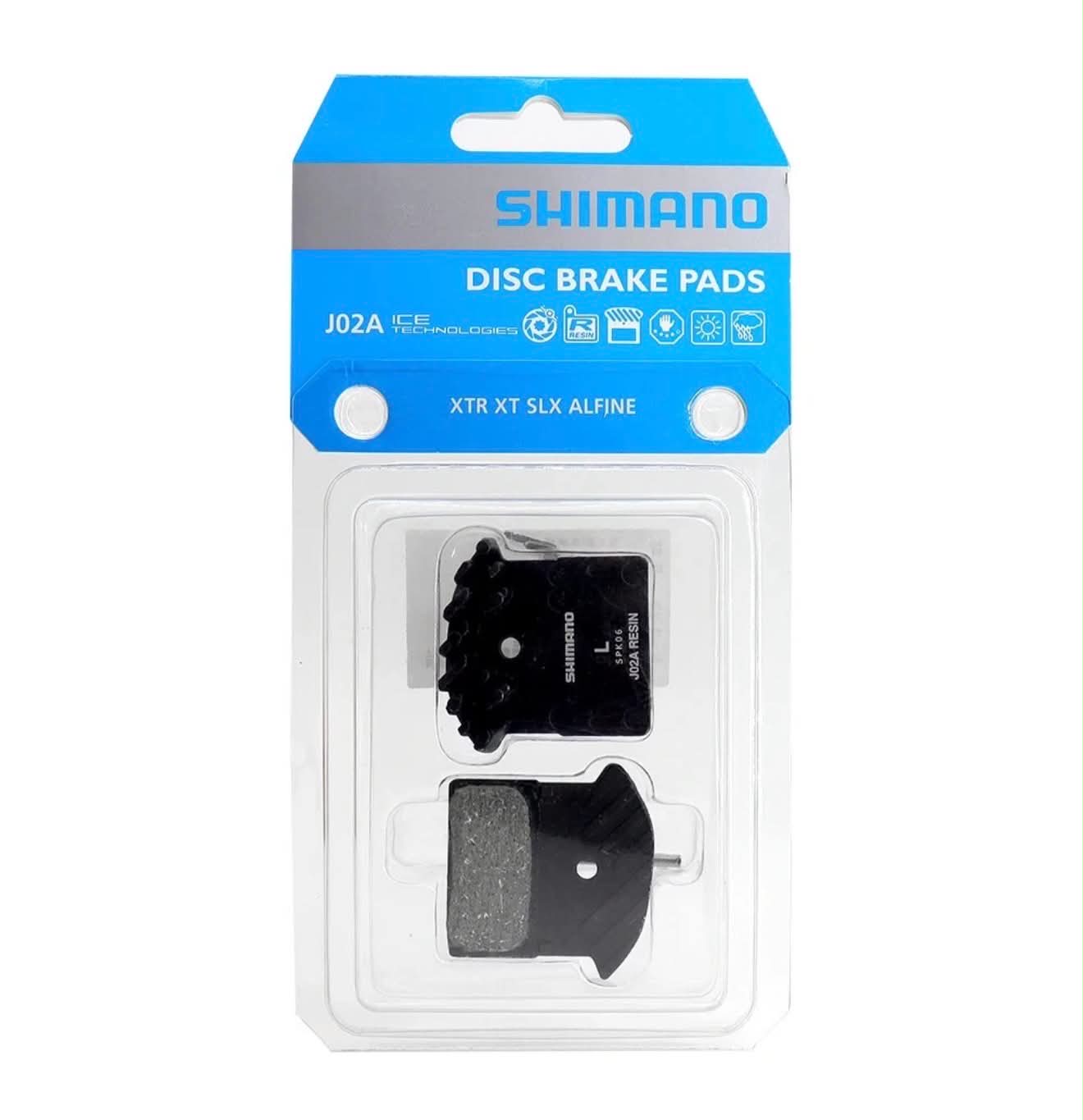 SHIMANO J02A Resin Disc Brake Pads & Spring (W/Fin) | XTR, XT, SLX, ALFINE