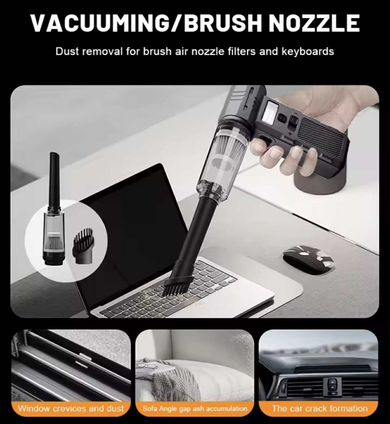 3in1 Mini Fan Blower / Vacuum / Light W/4 Nozzle | F028