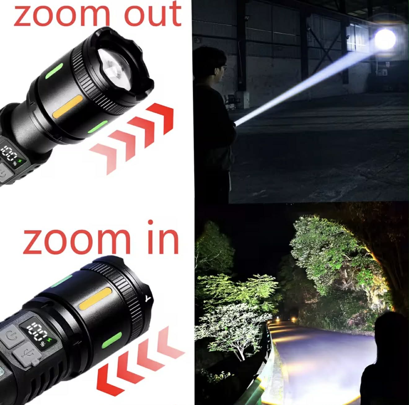 Handheld White Laser Wick Flashlight + 16*LED Side Light