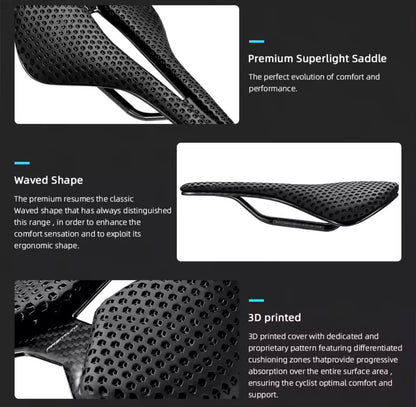 RYET Carbon PREMIUM 3D-Printed Honeycomb Bicycle Saddle | SD-T60-3D