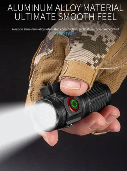 LED Flashlight Mini Adventure Torch Portable Strong Lamp W/Tail Magnet Pen Clip or Safety Belt Cutter