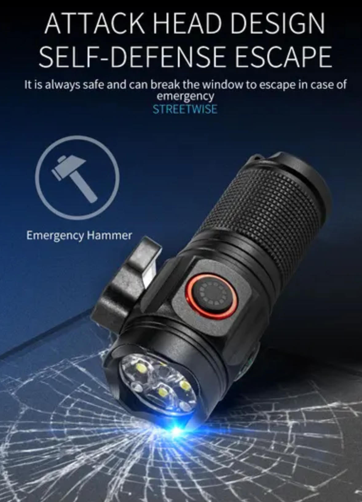 LED Flashlight Mini Adventure Torch Portable Strong Lamp W/Tail Magnet Pen Clip or Safety Belt Cutter
