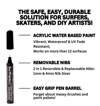 SurfPaints Black & White Set - Size 4mm Bullet Nibs