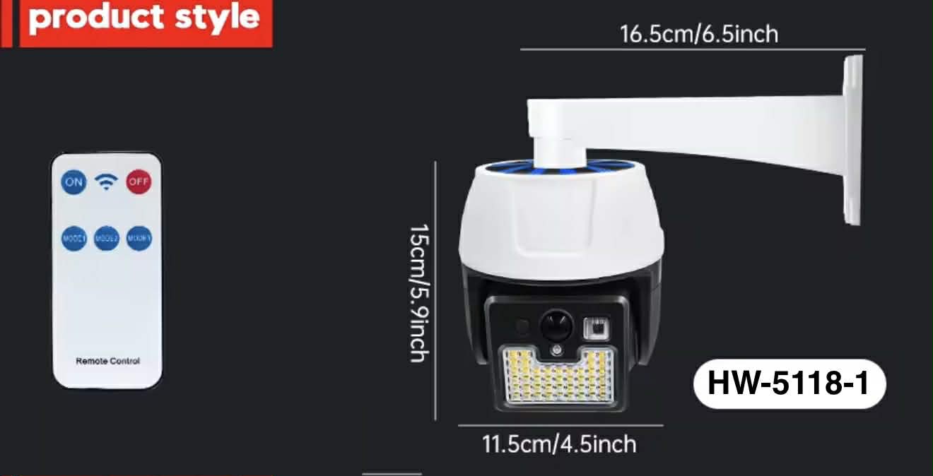 Solar Powered Fake CCTV Camera Shape Light W/Remote | HW-5118-1