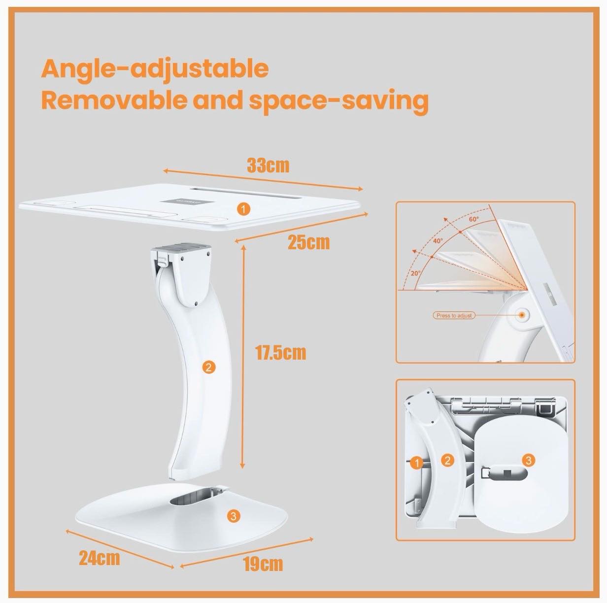 Portable Lap Desk Tablet iPad Book Drawing Stand W/Book Clip