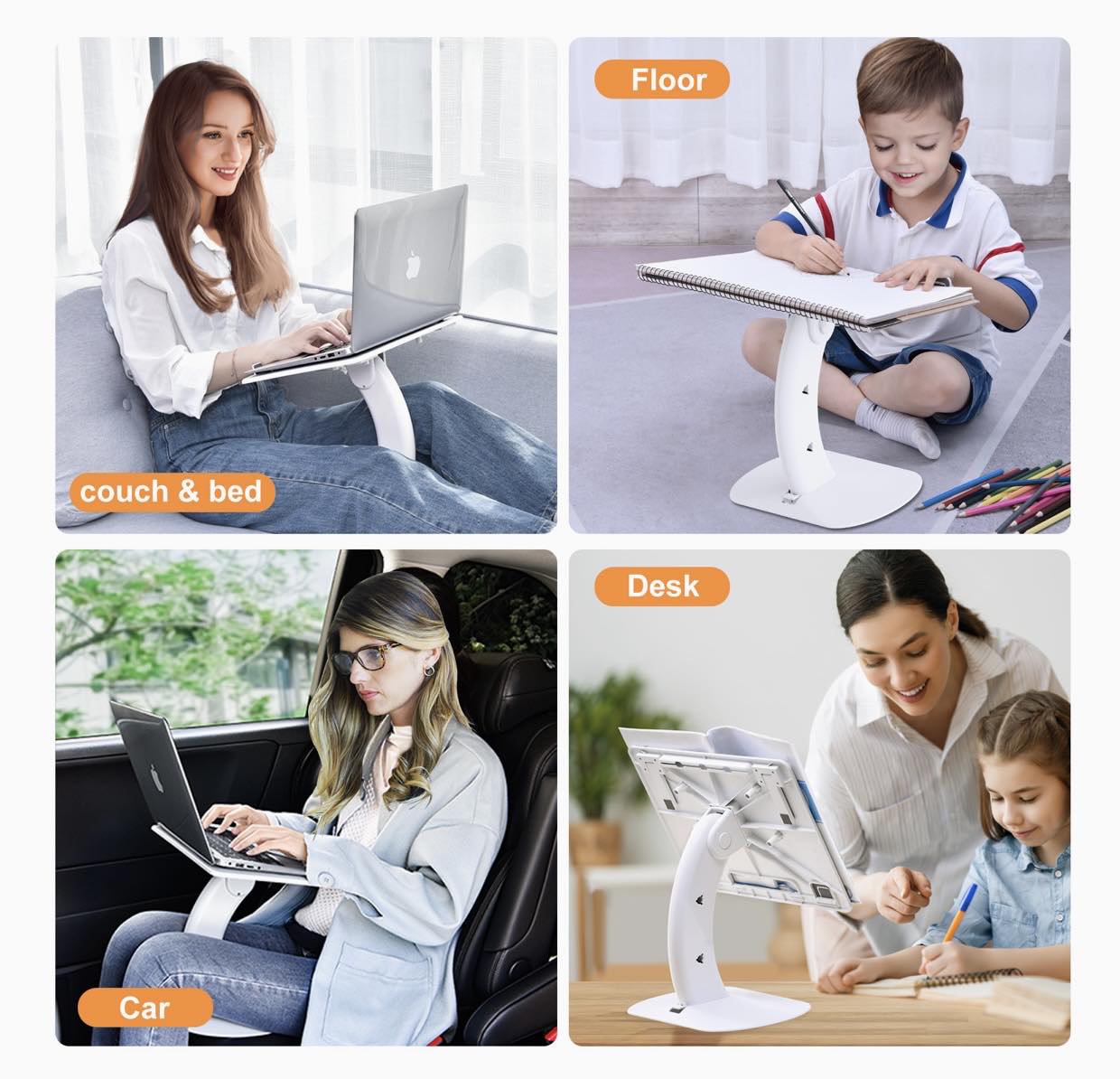 Portable Lap Desk Tablet iPad Book Drawing Stand W/Book Clip