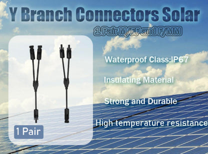 Pair Y Branch Splitter Cable (M/2F) and (F/2M) Solar Panel Cable MC4