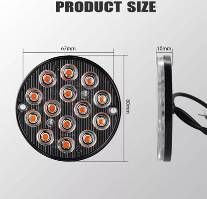 Pair 3" Round LED Blinker Side Light Taillight | 12V-24V | 3 Colours