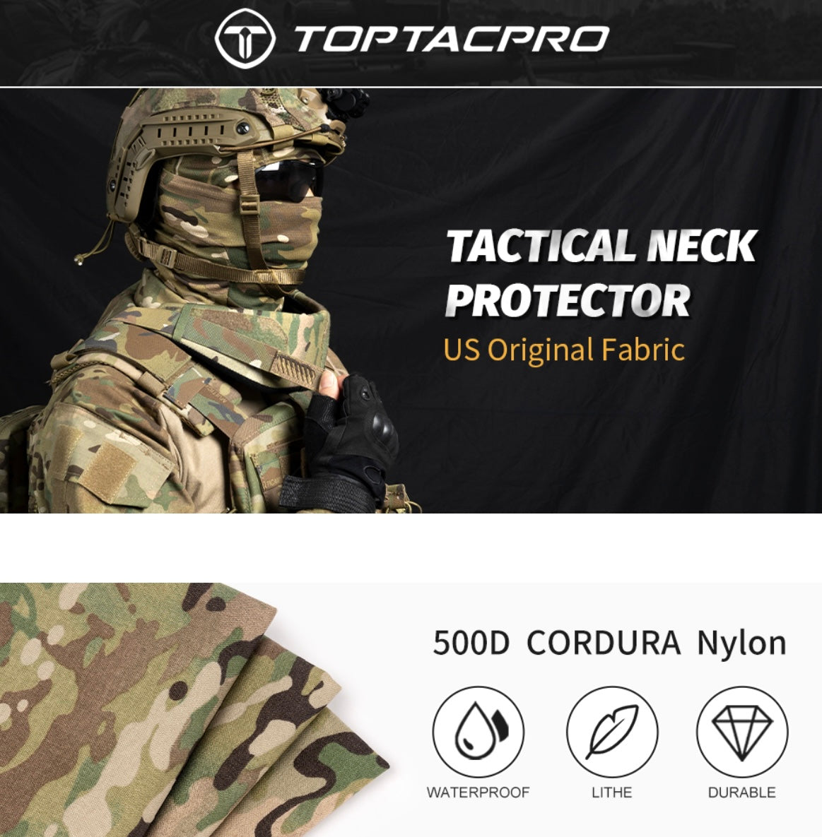 TOPTACPRO Tactical Neck Protector Thickened Neck Guards
