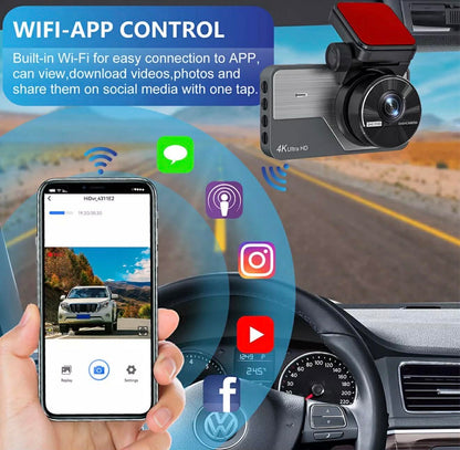 4K UHD 3” Dash Cam Front &amp; Rear Car DVR WIFI W/APP