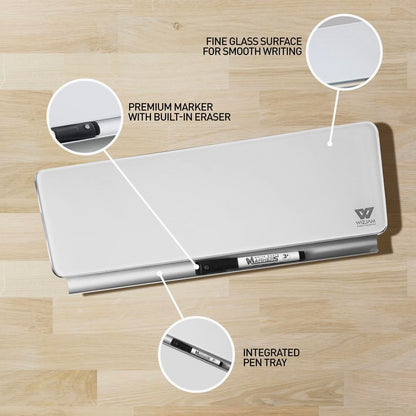 WIZJAM Desktop Glass Whiteboard W/Marker+Eraser