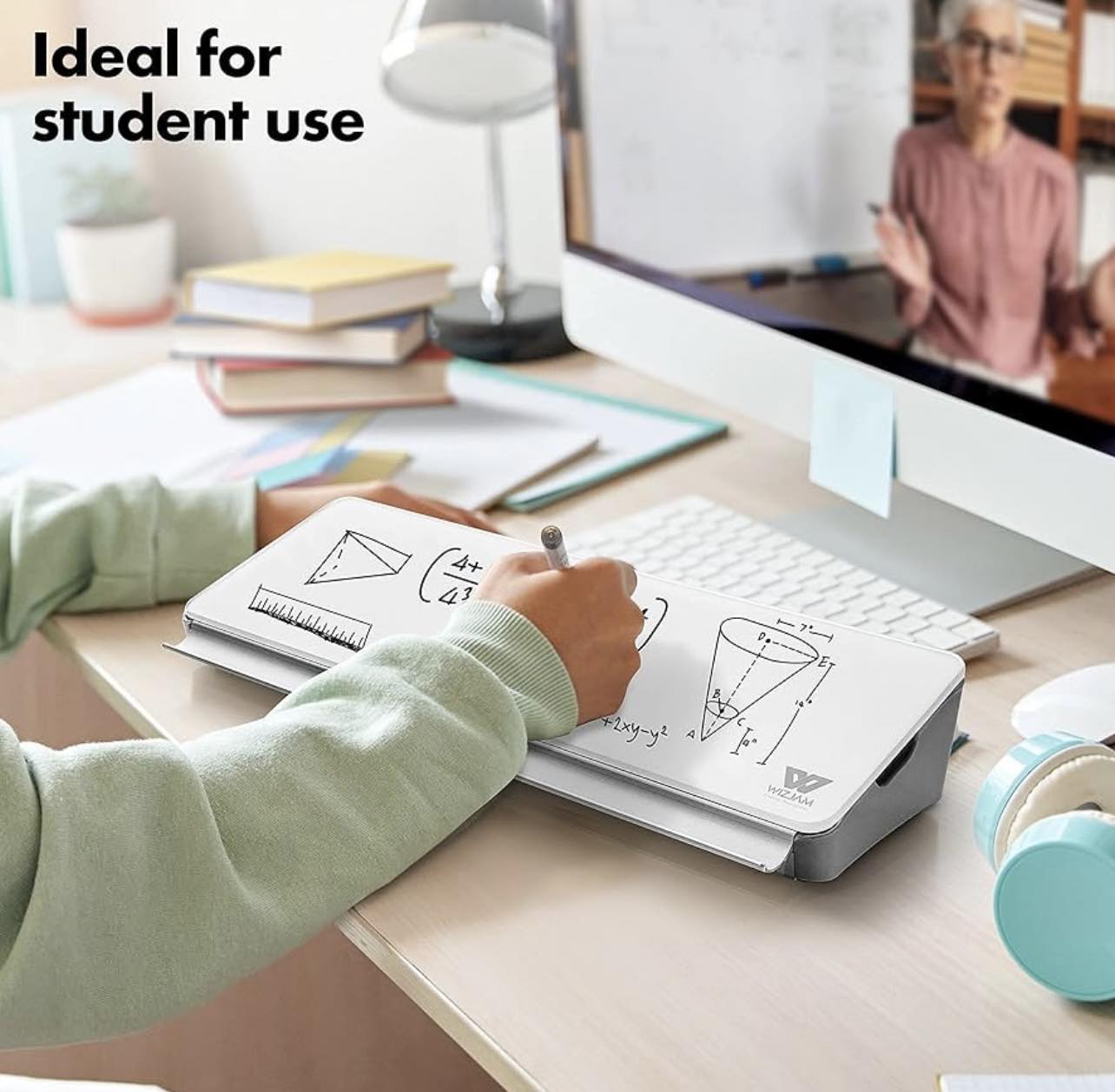 WIZJAM Desktop Glass Whiteboard W/Marker+Eraser