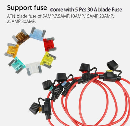 5Pack 12 AWG ATC/ATO Inline Fuse Holder