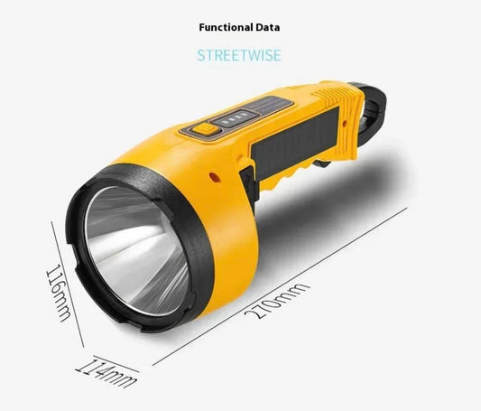 W5217 LED+COB Flashlight W/Solar Panel & Spring Hook
