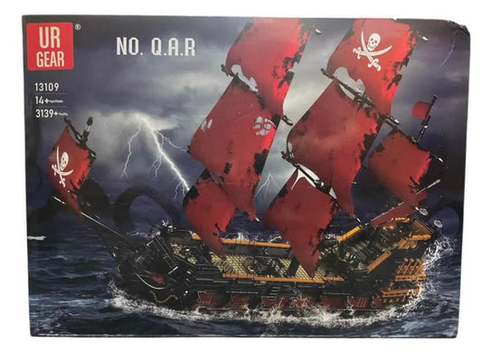 UR GEAR Red Pirates Ship Building Block Set