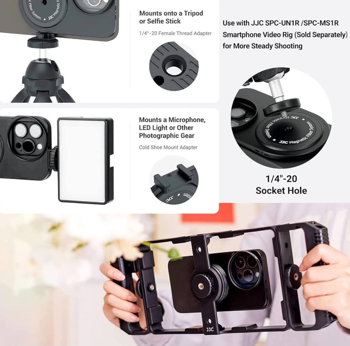 JJC Magnetic Lens 49mm Filter Mount Adapter Kit | iPhone | JJC MFS-IPM