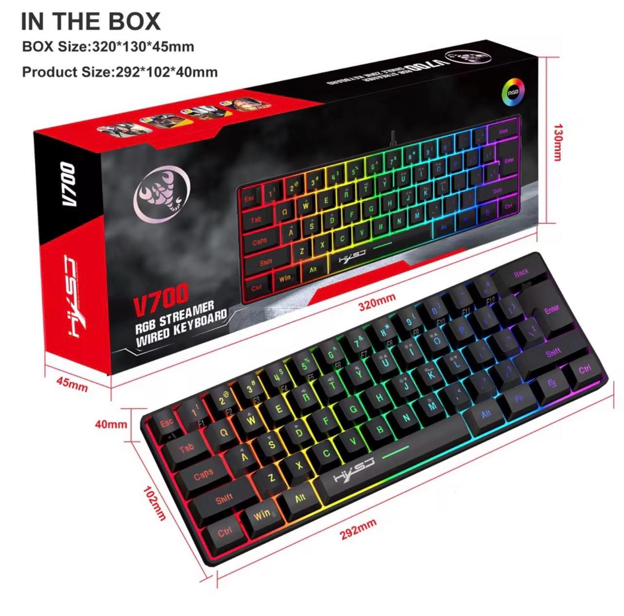 V700 Wired RGB Streamer Keyboard