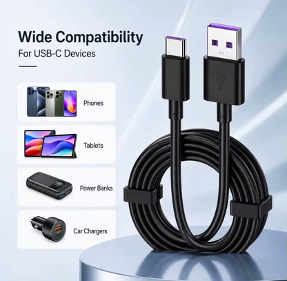 6PK USB A to USB C PVC Purple Charging Cable