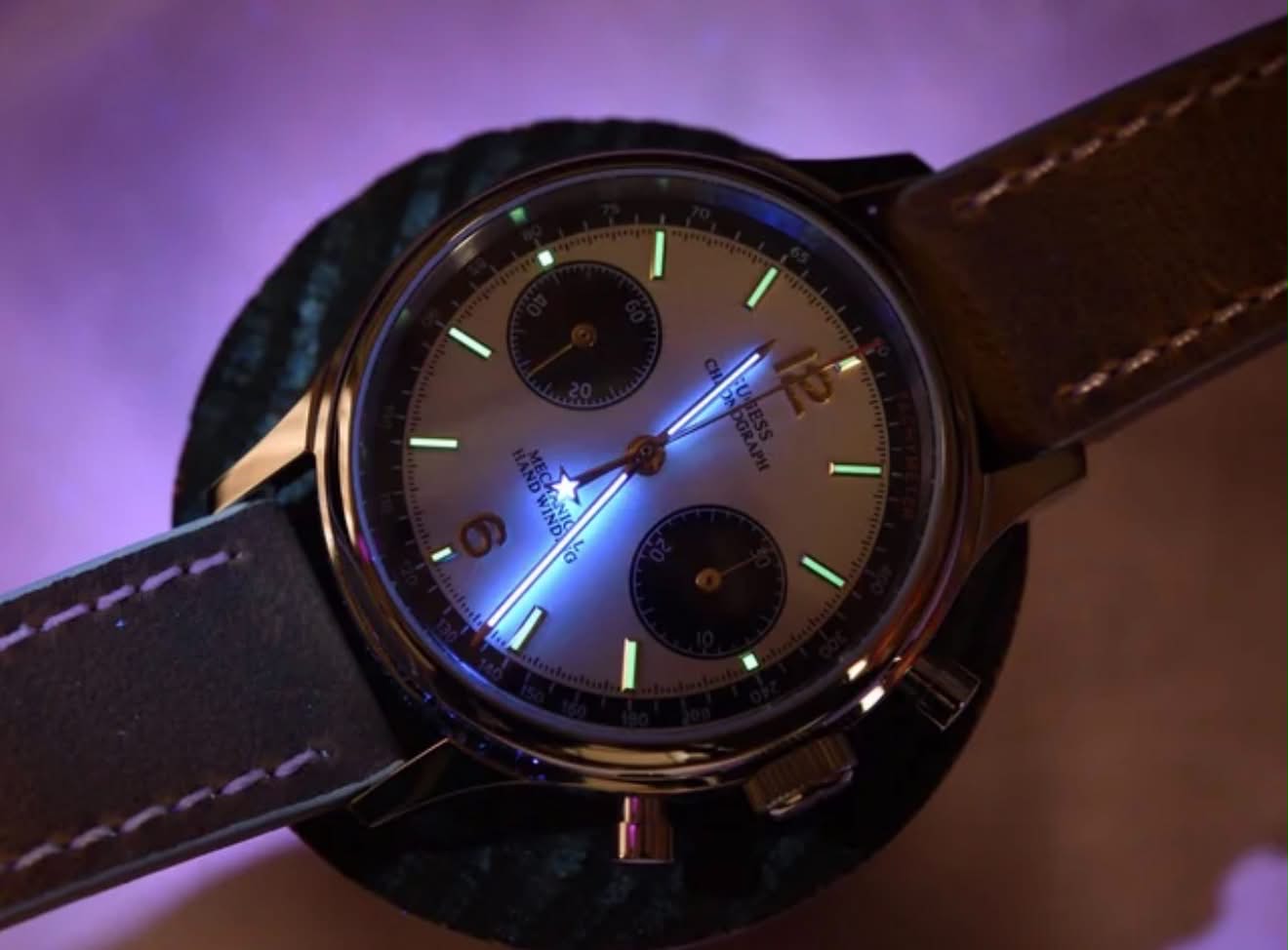 SUGESS 38mm Panda Chrono Heritage Mechanical Watch Hand Winding