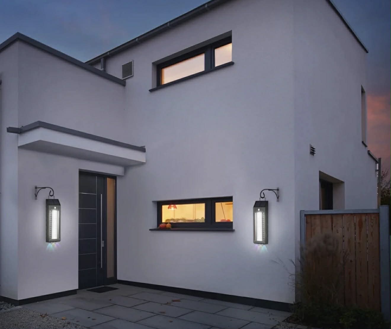 Solar Sensor Wall Lamp + Bottom Ambient Light W/Hanging Hook | HW 668-2