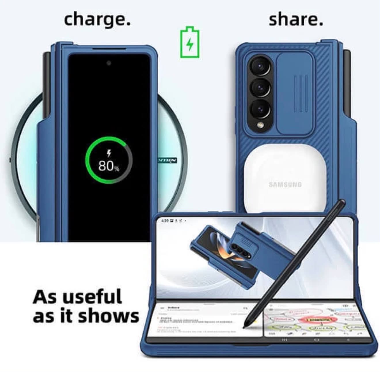 Nillkin Samsung Galaxy Z Fold 4 Camshield Pro Series Phone Case W/S Pen Holder