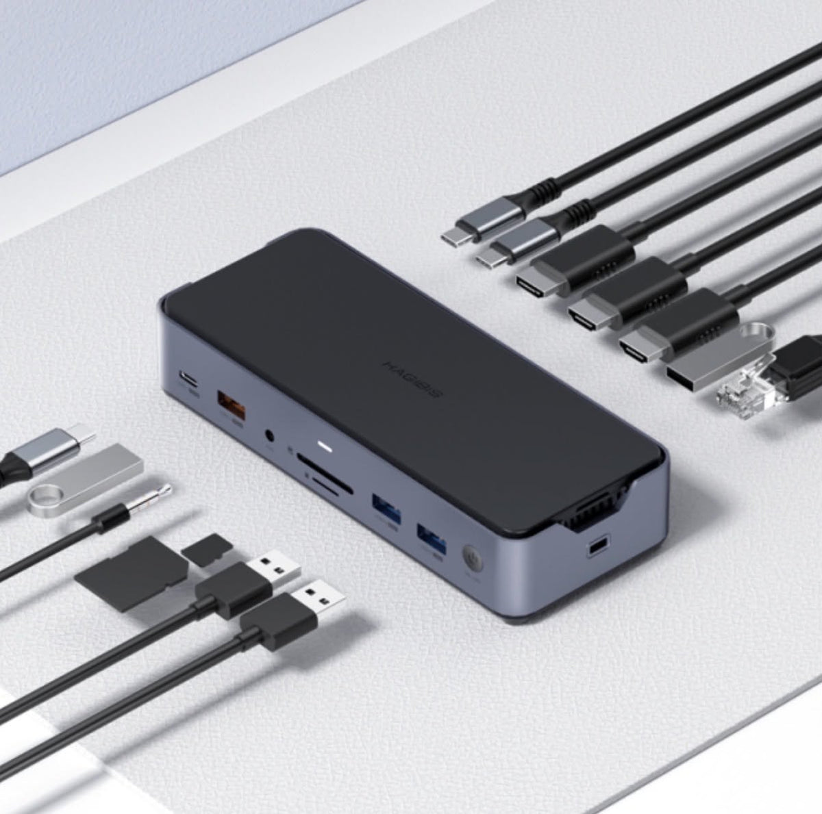 HAGiBiS 15-in-1 USB-C Triple Display M.2 SSD Docking Station 2.5G Ethernet