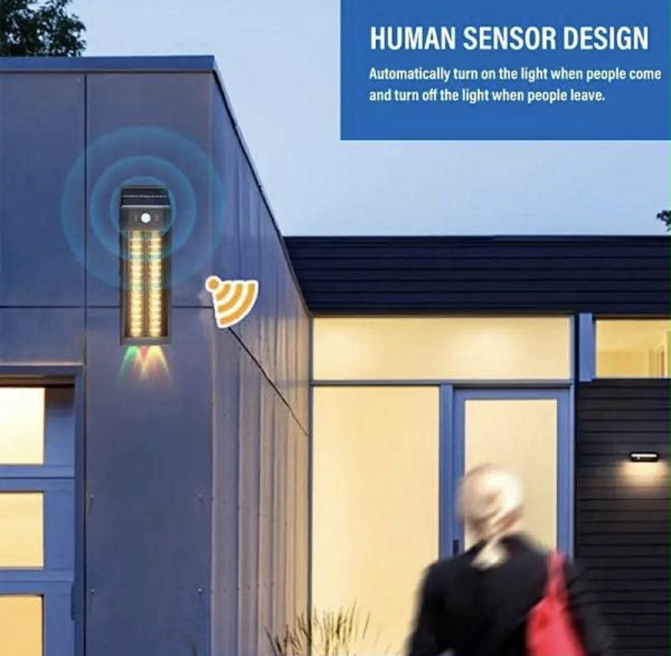 Solar Sensor Wall Lamp + Bottom Ambient Light W/Hanging Hook | HW 668-2