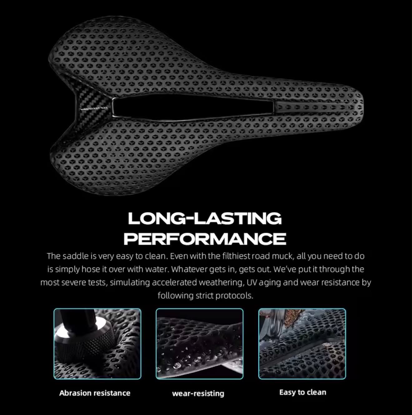 RYET Carbon PREMIUM 3D-Printed Honeycomb Bicycle Saddle | SD-T60-3D