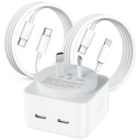 iPhone Fast Charger 35W Dual USB-C Charger 2-Port Power Adapter