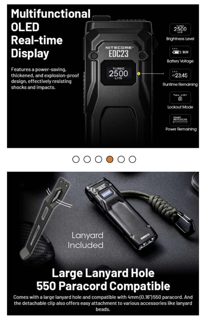 Nitecore EDC23 2500LM Ultra Slim Tactical Flashlight