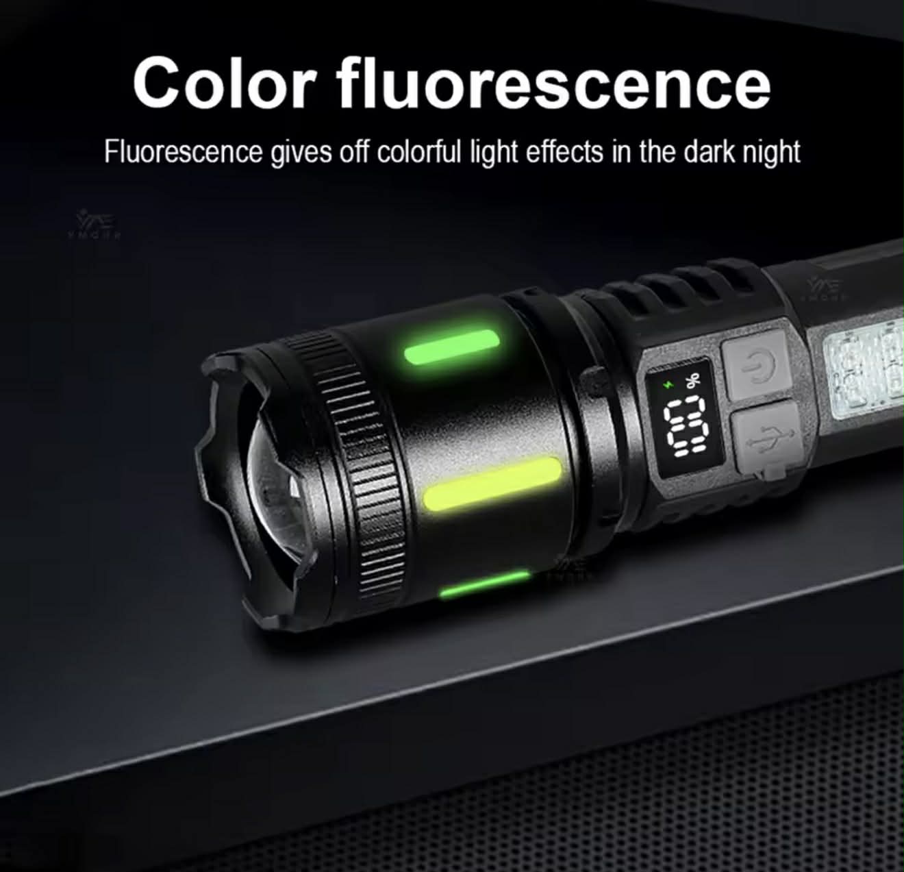 Handheld White Laser Wick Flashlight + 16*LED Side Light