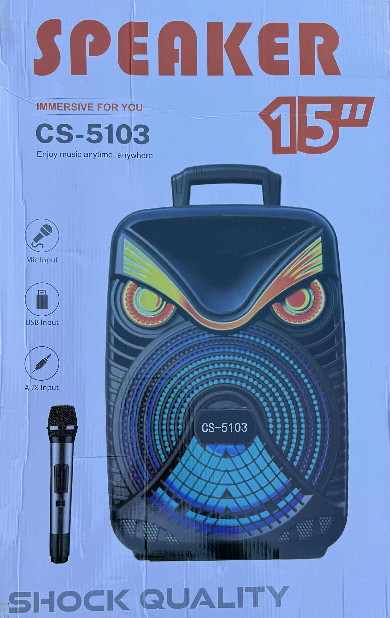 Trolley BT Speaker 15” Colour RGB Light Karaoke W/Wireless Mic | CS-5103