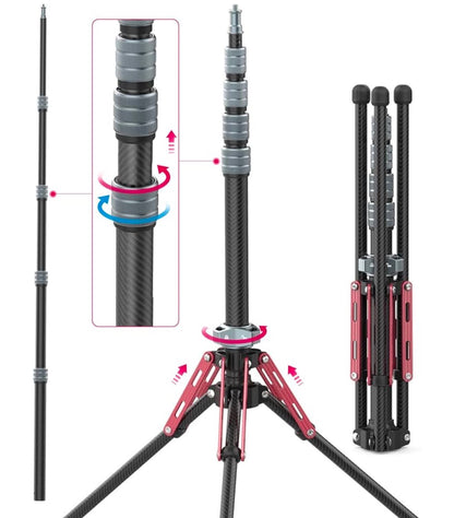 ULANZI MT-49 Reflex Carbon Fiber Light Stand Tripod+Monopod