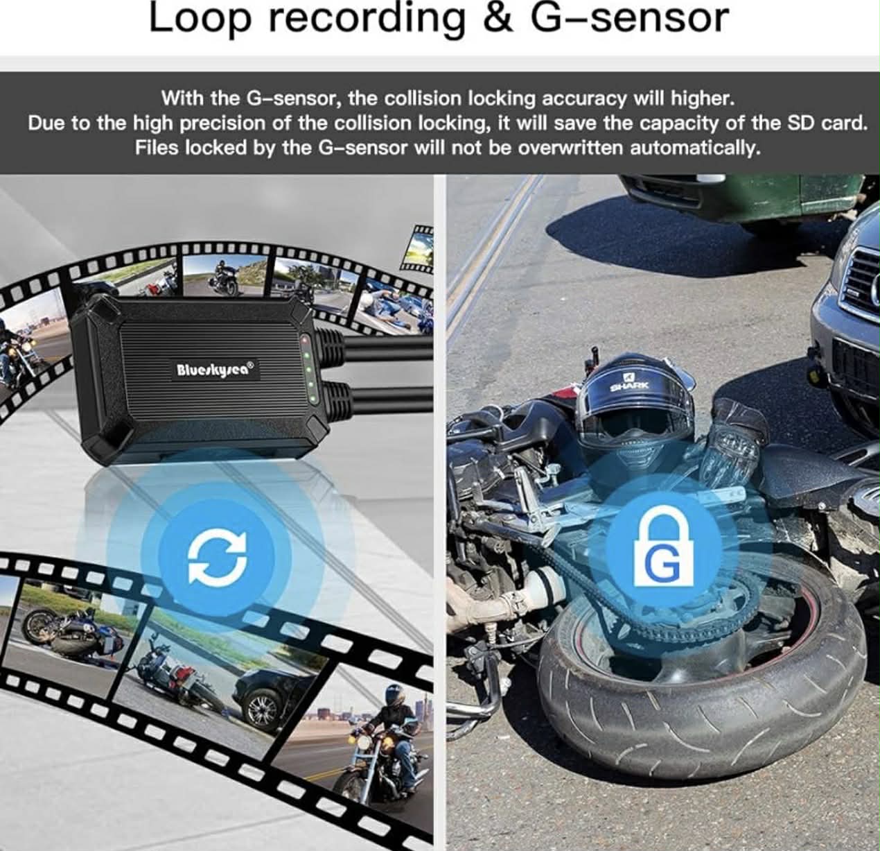 Blueskysea B1M Dual Channel WiFi Motorcycle Dashcam