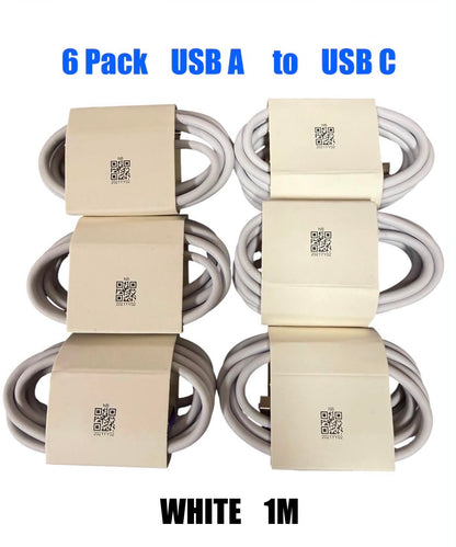 6PK USB A to USB C PVC Purple Charging Cable