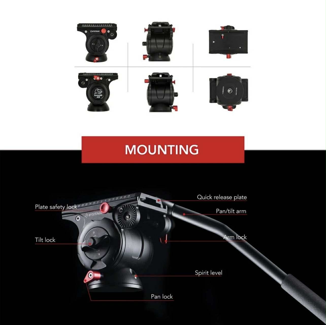 iFOOTAGE Komodo K5 Fluid Head Video Tripod Head
