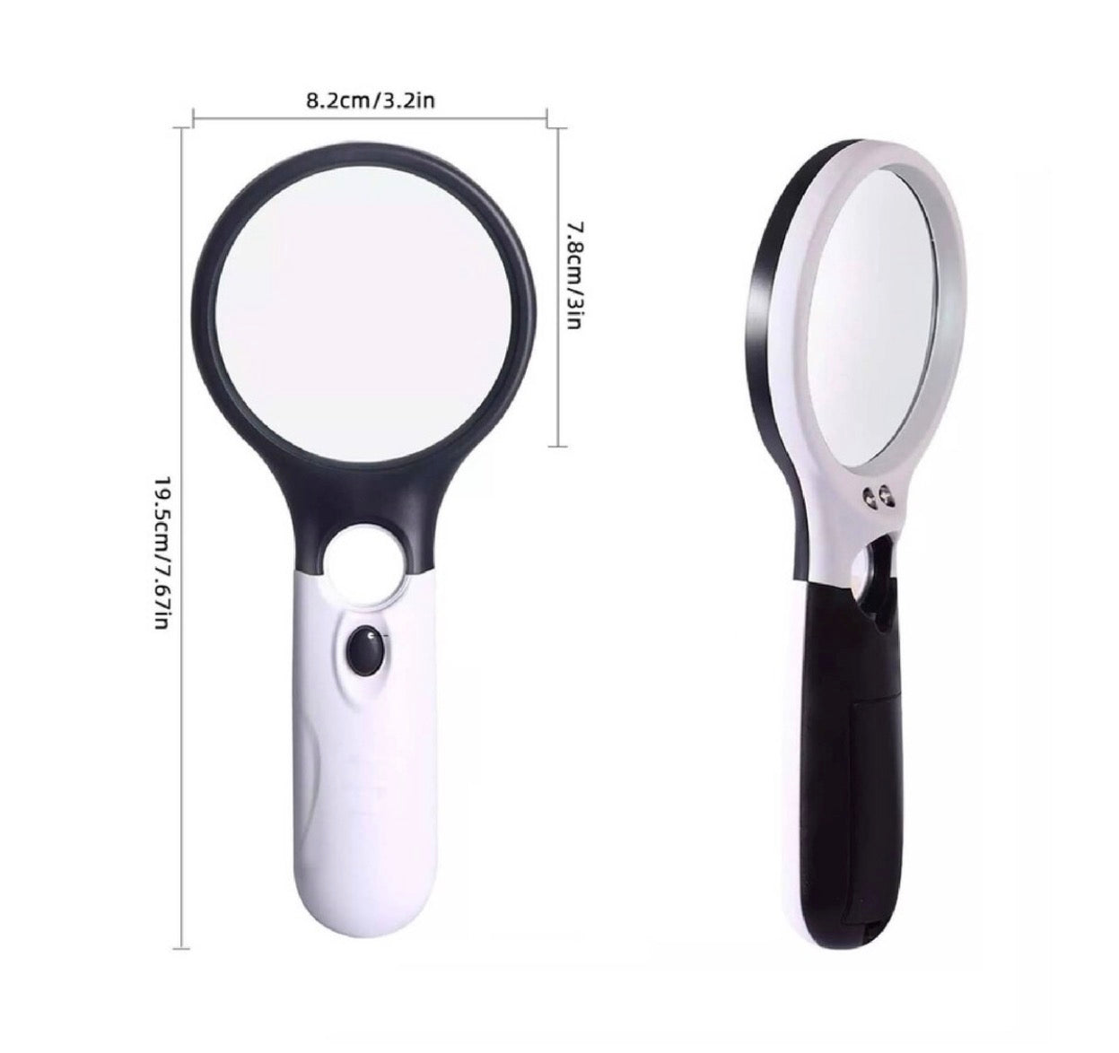 Handheld Magnifying Glass Dual Lens 3X & 45X W/3 LED Lights