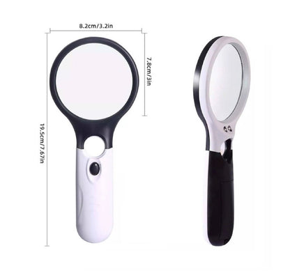 Handheld Magnifying Glass Dual Lens 3X & 45X W/3 LED Lights