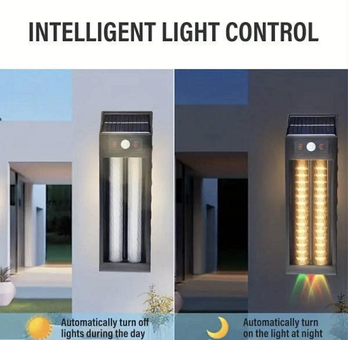 Solar Sensor Wall Lamp + Bottom Ambient Light W/Hanging Hook | HW 668-2