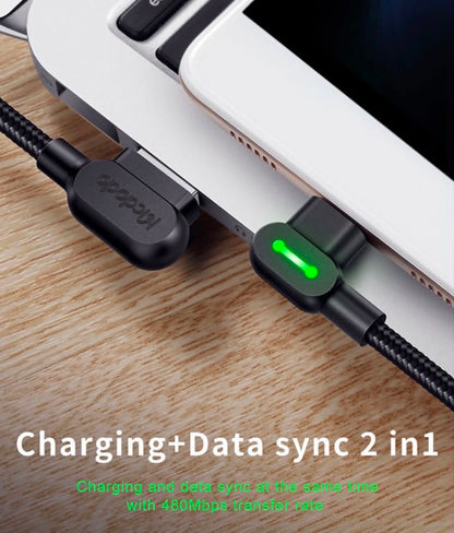 2PK Mcdodo CA-5772 USB A to Micro-USB 90° Charging & Data Transfer Cable W/Lights