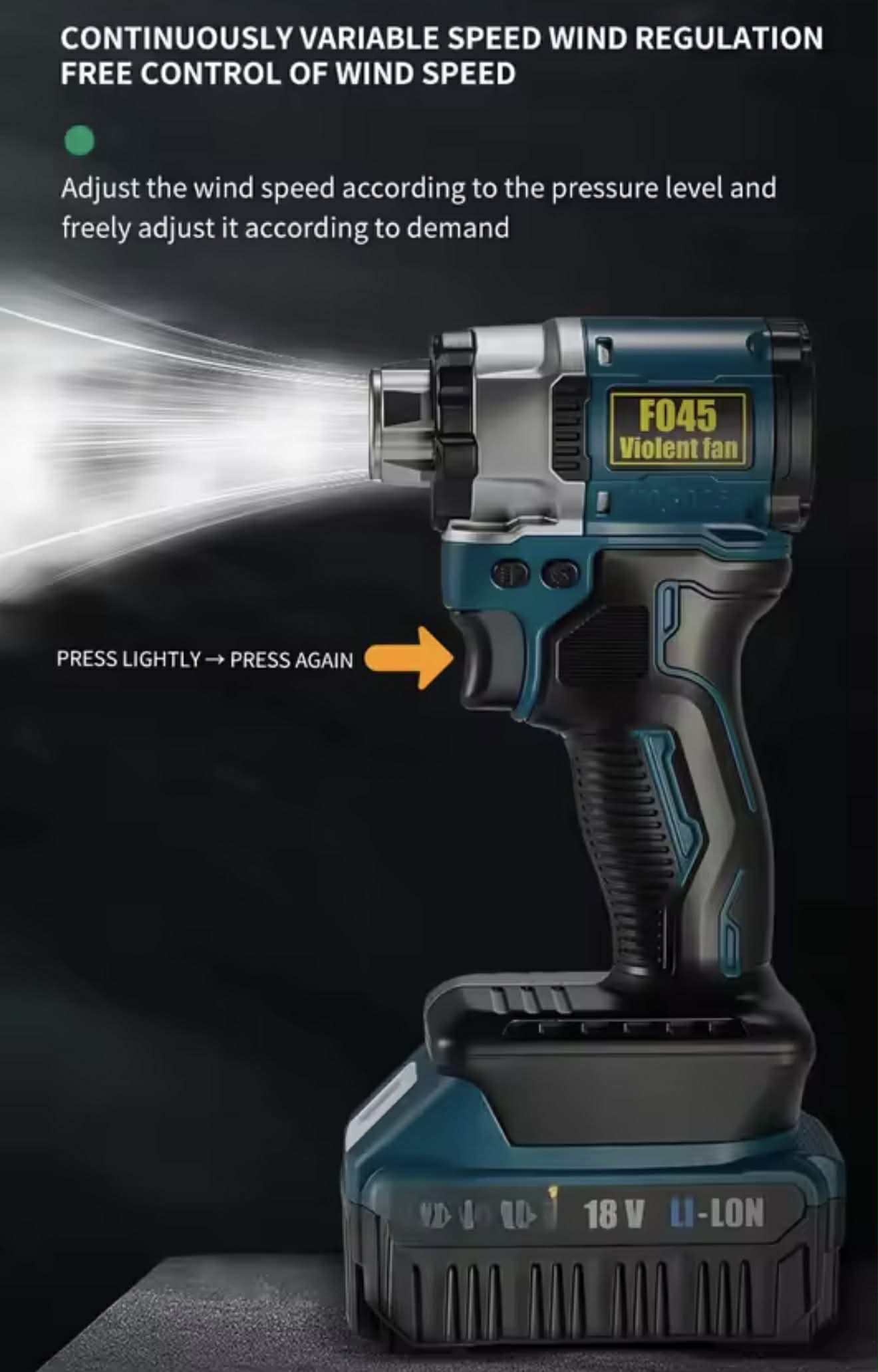 F046 Violent Fan Handheld Blower W/18V Battery Pack | Makita Battery Compatible