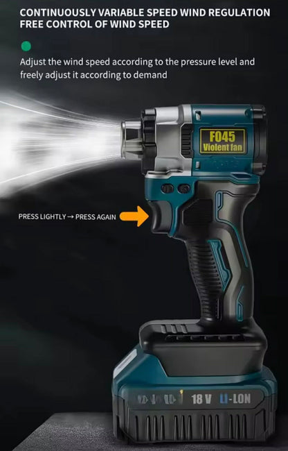 F046 Violent Fan Handheld Blower W/18V Battery Pack | Makita Battery Compatible